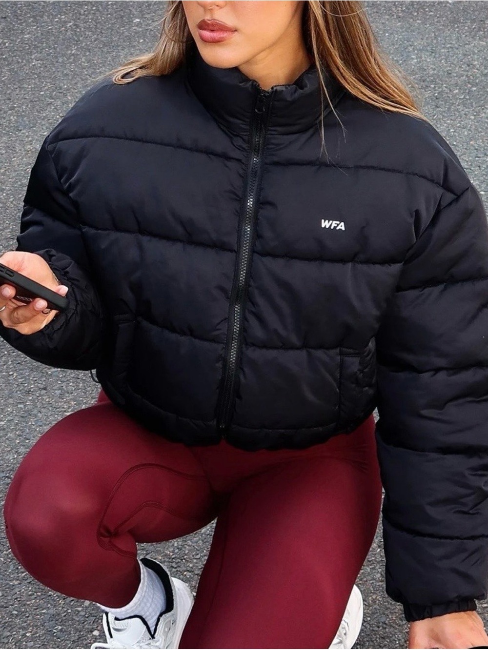 White Fox Boutique Black Cropped Puffer Jacket